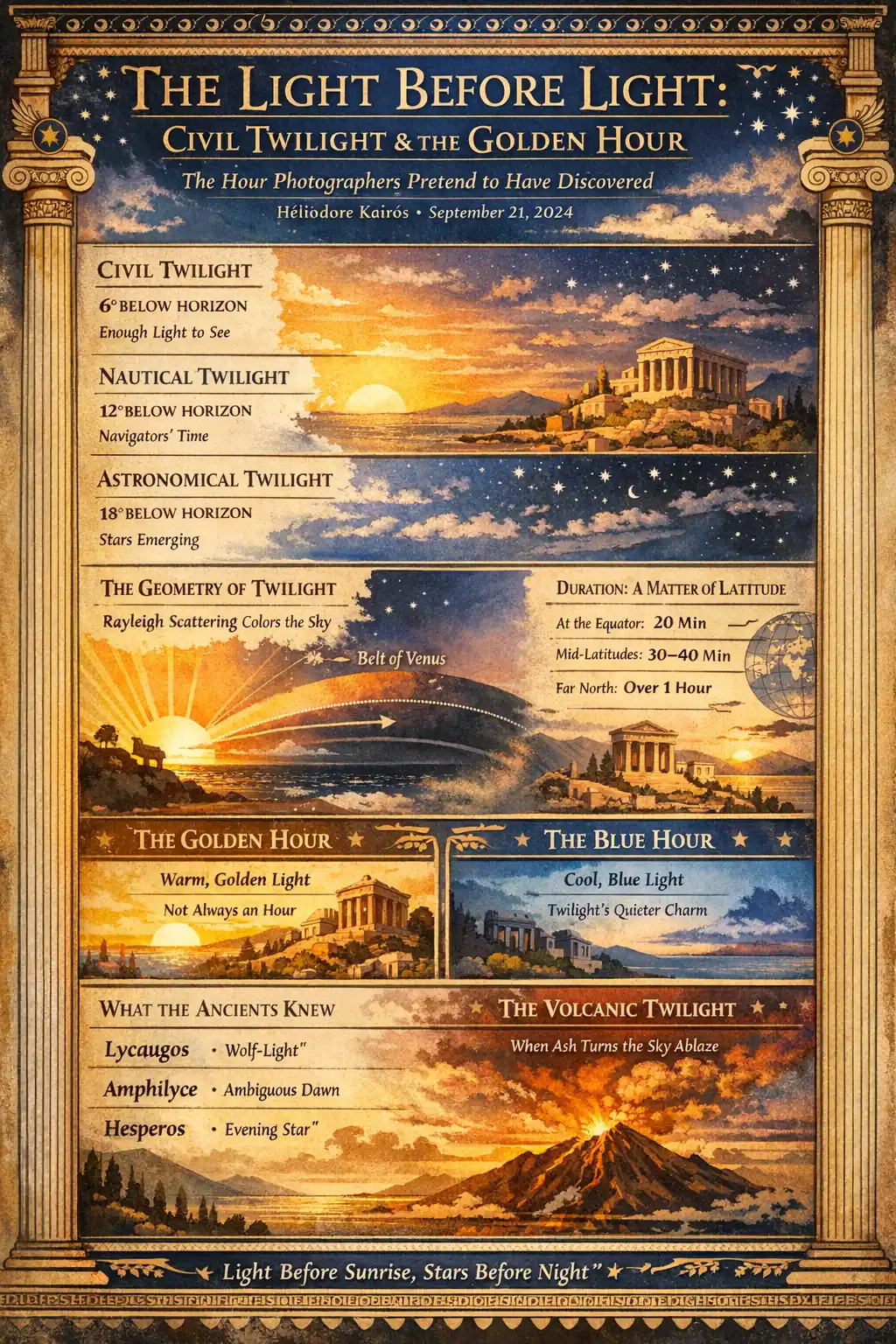 The Light Before Light: Civil Twilight and the Golden Hour