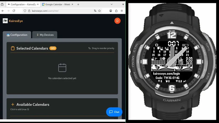 Configuration — no calendars selected yet
